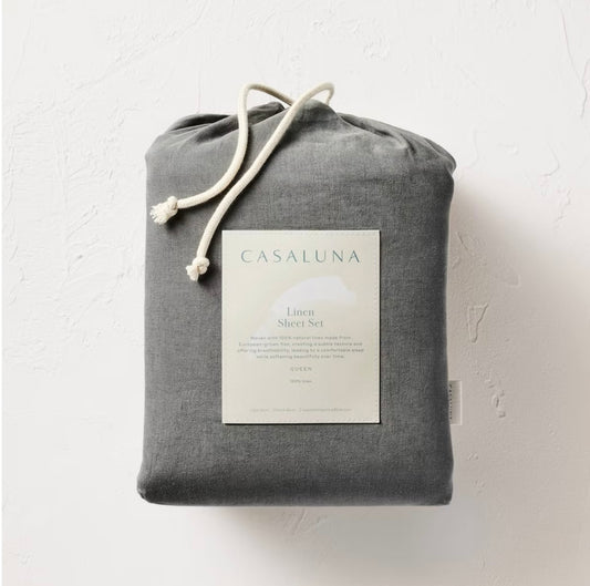 QUEEN Set de Sábanas 100% Lino | Dark Gray | CASALUNA™