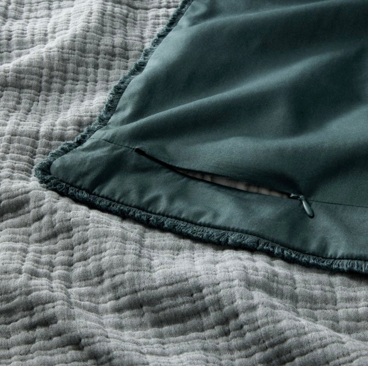 Juego de Edredón Texturizado Chambray | CASALUNA™ Ideal para camas King y Cal King