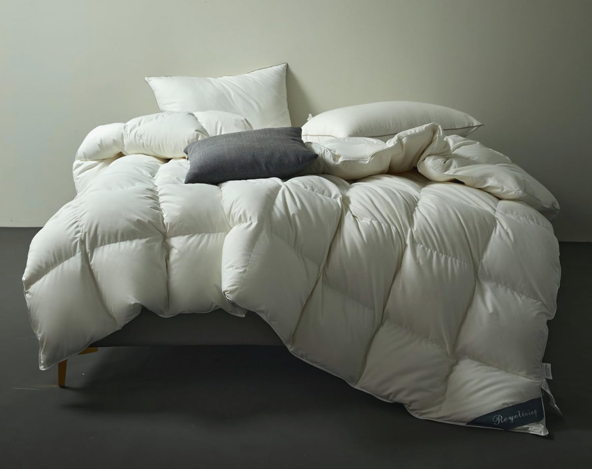 KING - EDREDÓN INSERTÓ DE PLUMAS DE PATO 100% ALGODÓN, 60 ONZAS - ROYOLIVING