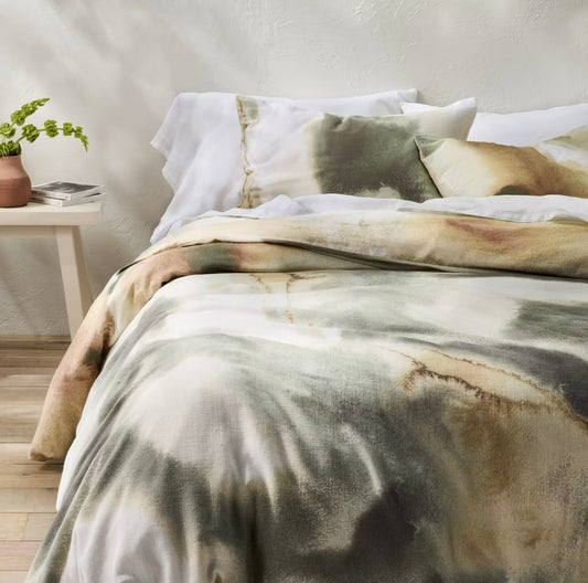 DUVET COVER Mezcla de Lino Pesado con Estampado Acuarela Lavado | CASALUNA™