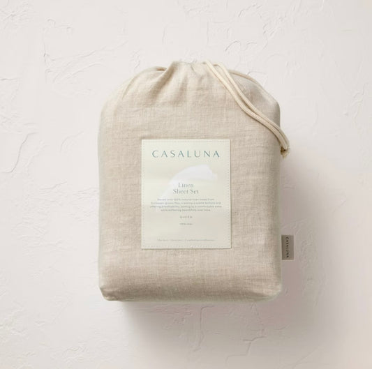 MATRIMONIAL Set de Sábanas 100% Lino | Tono Natural | CASALUNA™