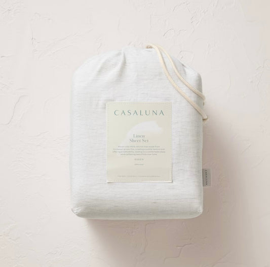 QUEEN Set de Sábanas 100% Lino | Dark Gray Micro Stripe | CASALUNA™