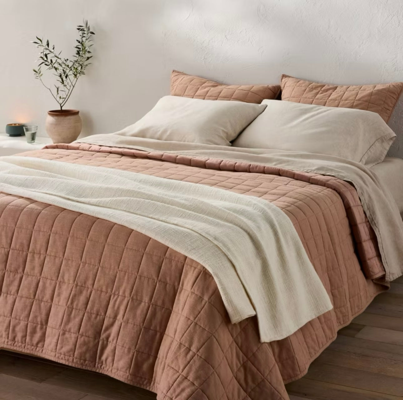 KING FUNDAS DE ALMOHADA DE EDREDÓN DE MEZCLA DE LINO TONO ARCILLA DE ADOBE LIGERA CASALUNA™