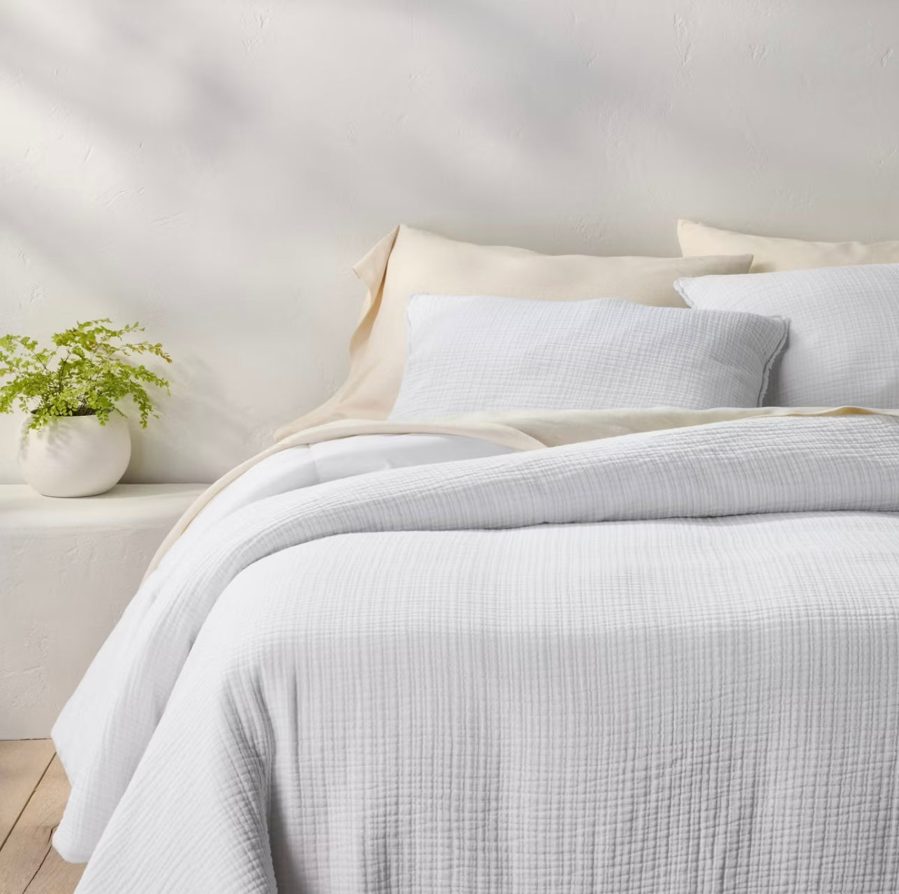Juego de Edredón Chambray Texturizado | CASALUNA™ Ideal para camas Matrimonial y Queen