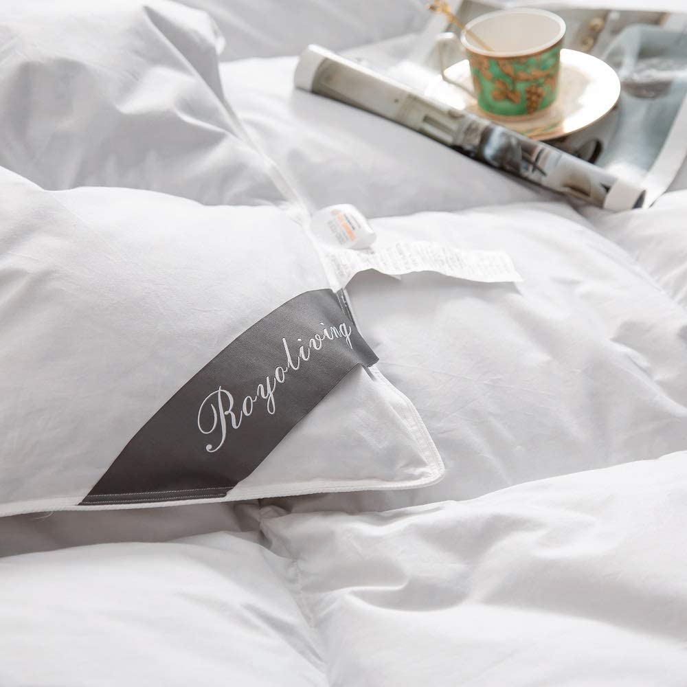 KING - EDREDÓN INSERTÓ DE PLUMAS DE PATO 100% ALGODÓN, 60 ONZAS - ROYOLIVING