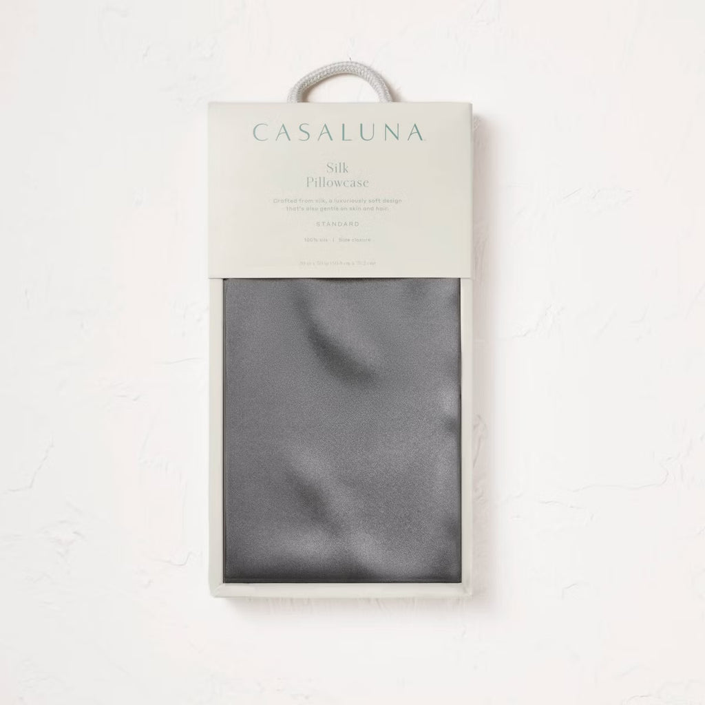 Funda de Almohada Standard Gris | 100% Seda | CASALUNA™