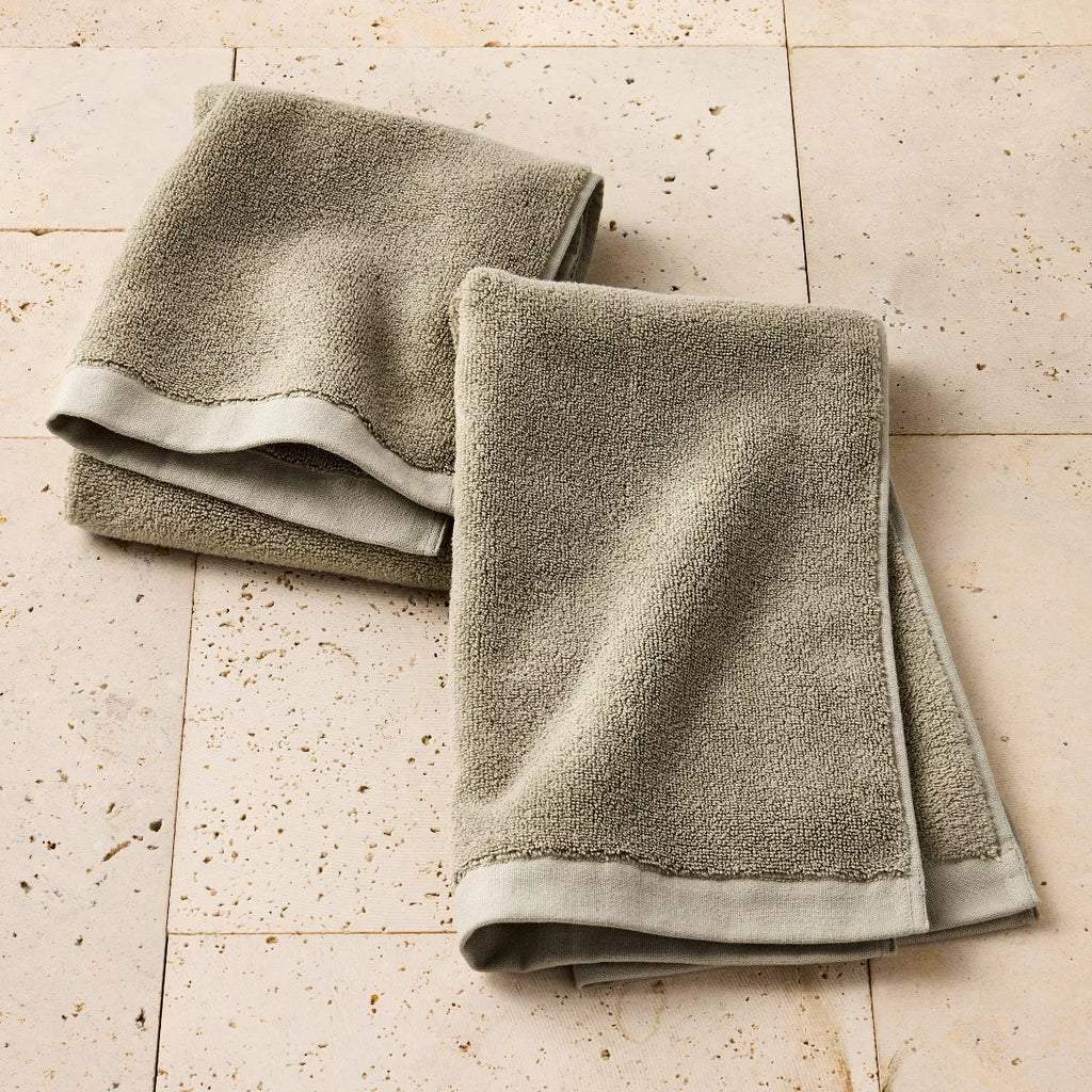 Set de 2 Toallas de Mano Tono Olivo | Algodón y Modal | CASALUNA™