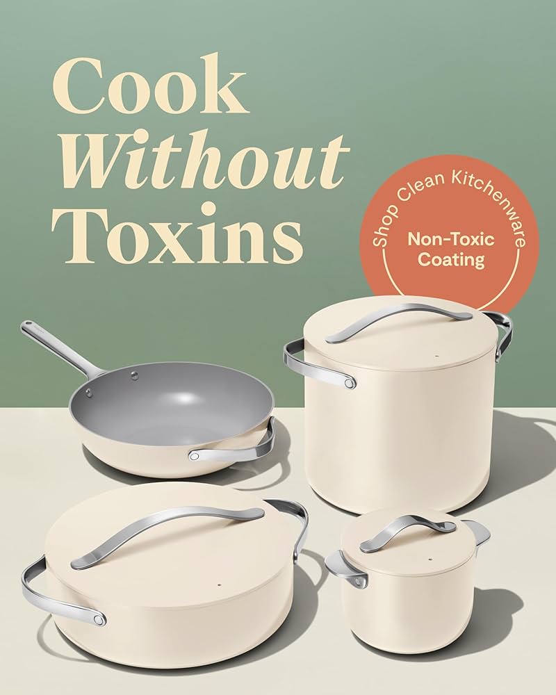 Caraway Cookware+ Collection | Set de Cocina de Cerámica | Color Crema