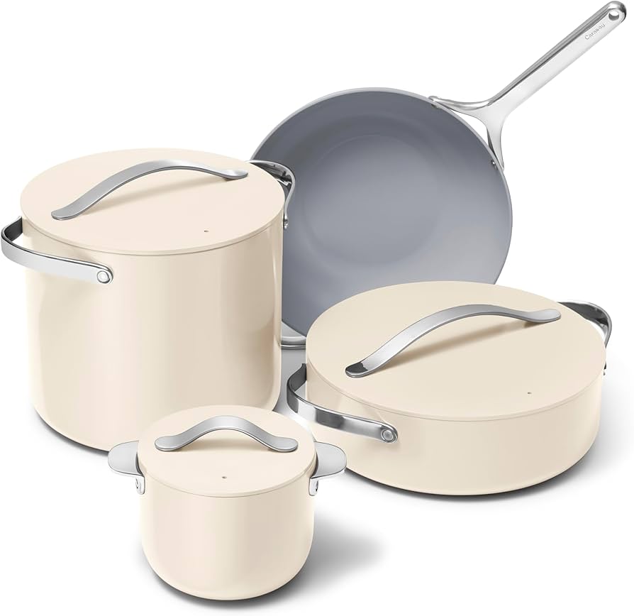 Caraway Cookware+ Collection | Set de Cocina de Cerámica | Color Crema