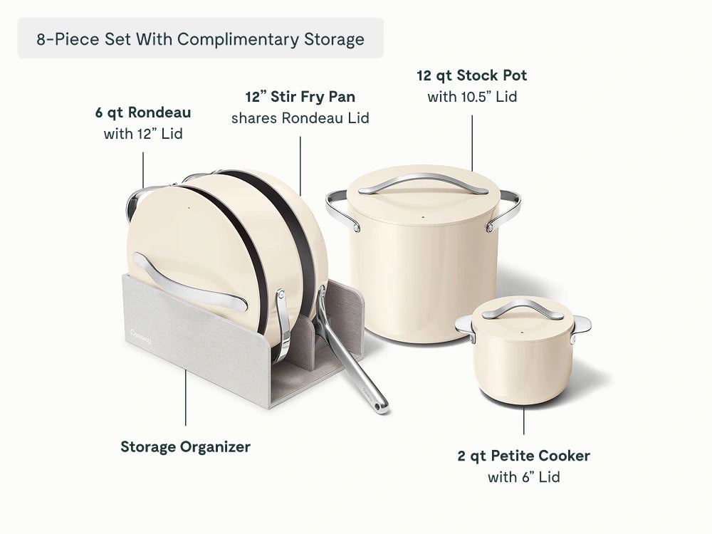Caraway Cookware+ Collection | Set de Cocina de Cerámica | Color Crema