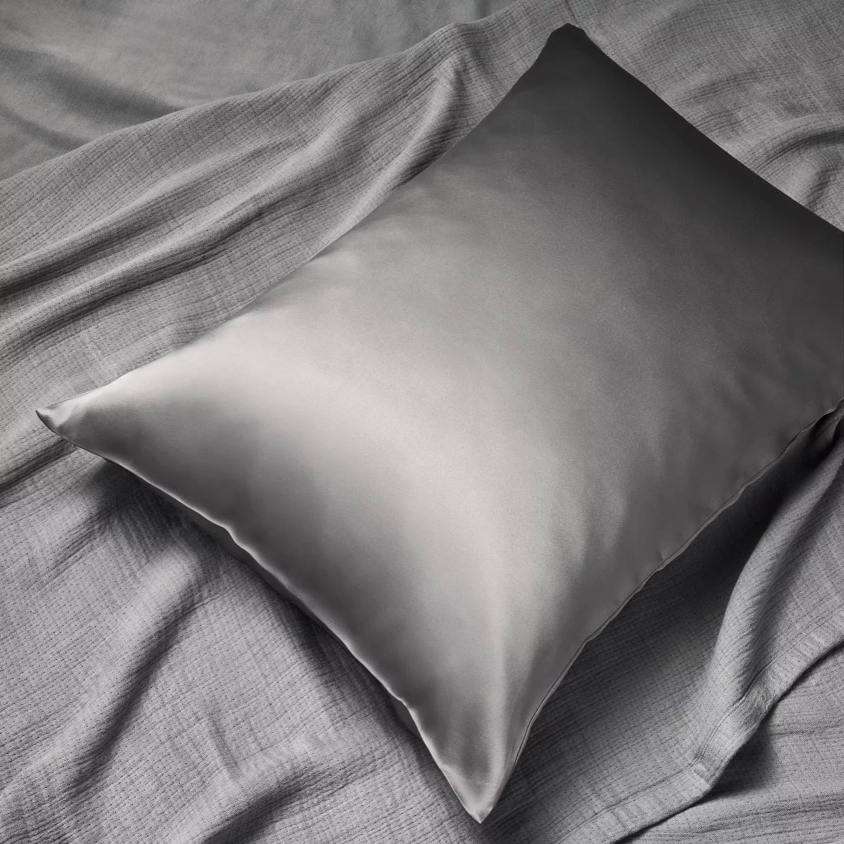 Funda de Almohada Standard Gris | 100% Seda | CASALUNA™