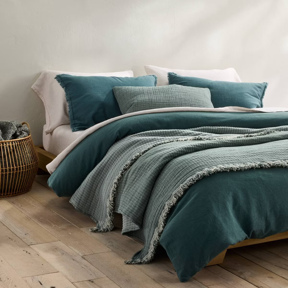 Colcha Reversible Texturizada | 100% Algodón Chambray | CASALUNA™