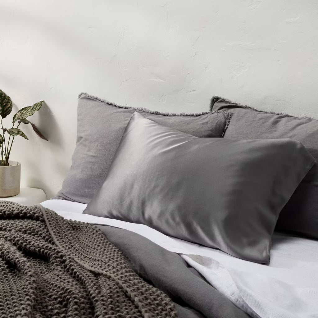 Funda de Almohada Standard Gris | 100% Seda | CASALUNA™