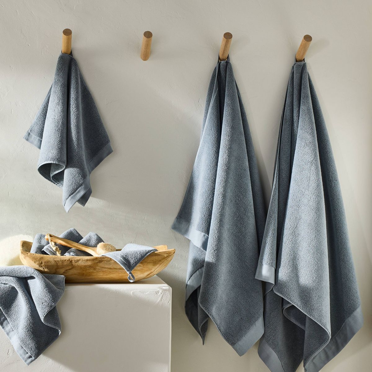 Set de 2 Toallas de Mano Azul Mineral | Algodón y Modal | CASALUNA™