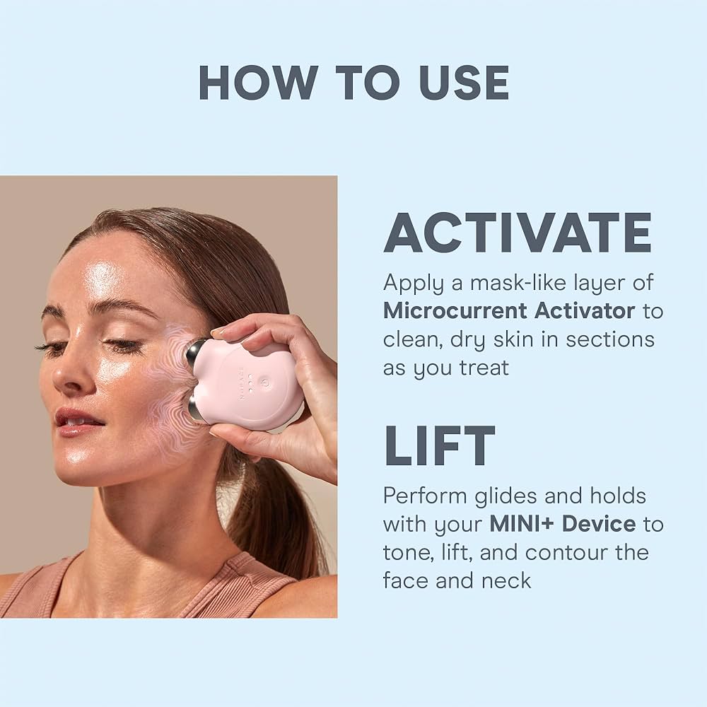 NUFACE MINI+ Facial Toning Routine Bundle | Sandy Rose