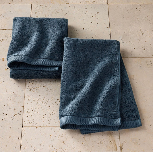 Set de 2 Toallas de Mano Orgánicas Tono Dark Mineral Blue | 100% Algodón | CASALUNA™