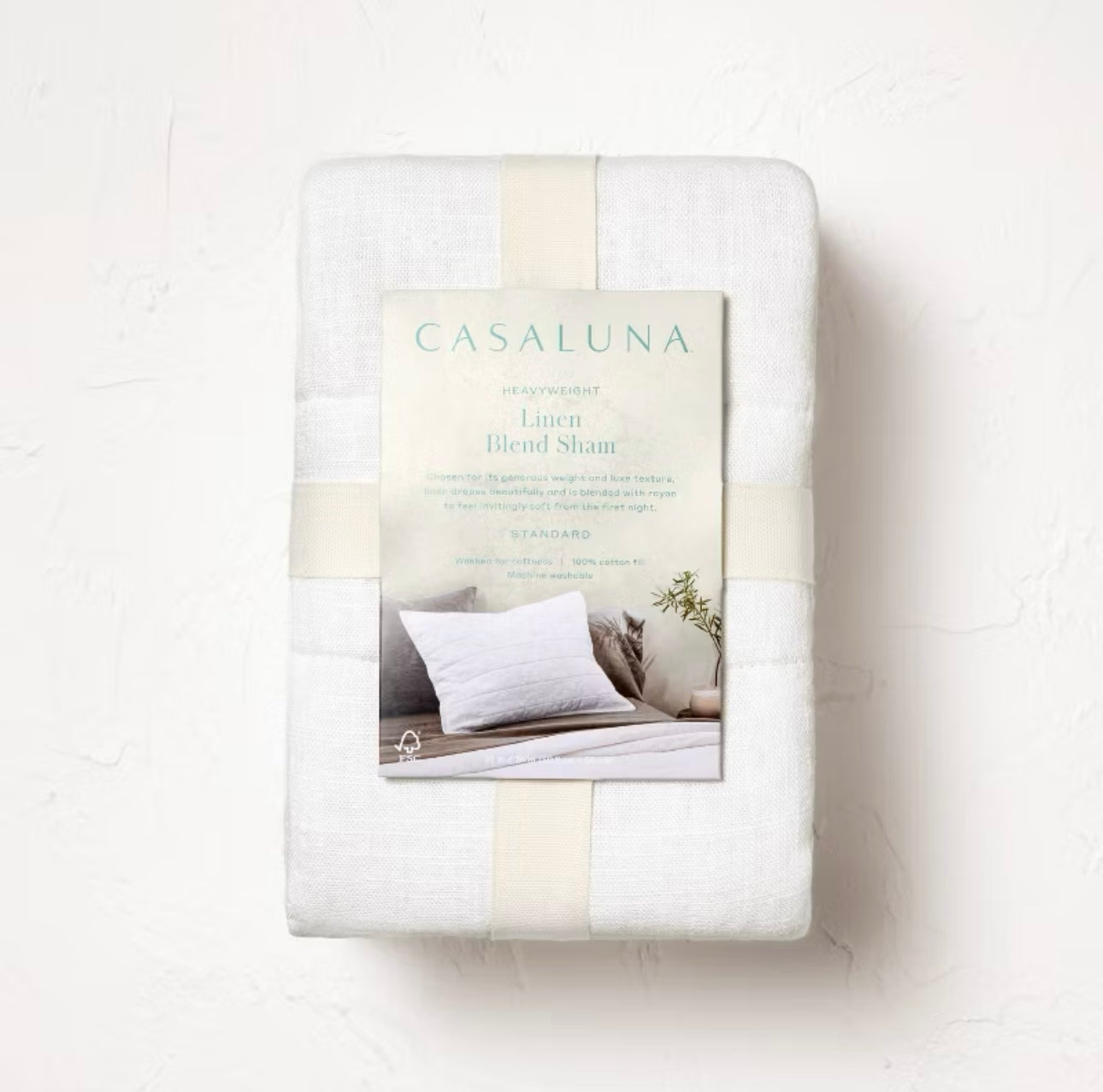 KING Fundas de Almohada Acolchadas | Mezcla de Lino Blanco | CASALUNA™