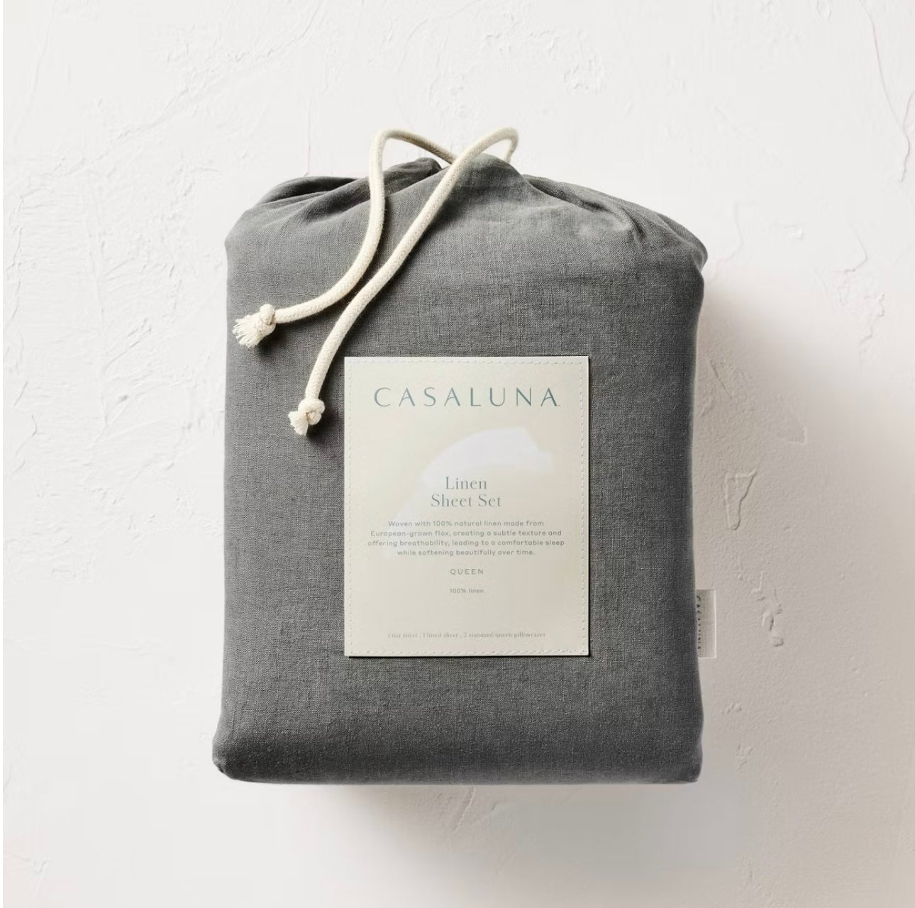 QUEEN Set de Sábanas 100% Lino | Dark Gray | CASALUNA™
