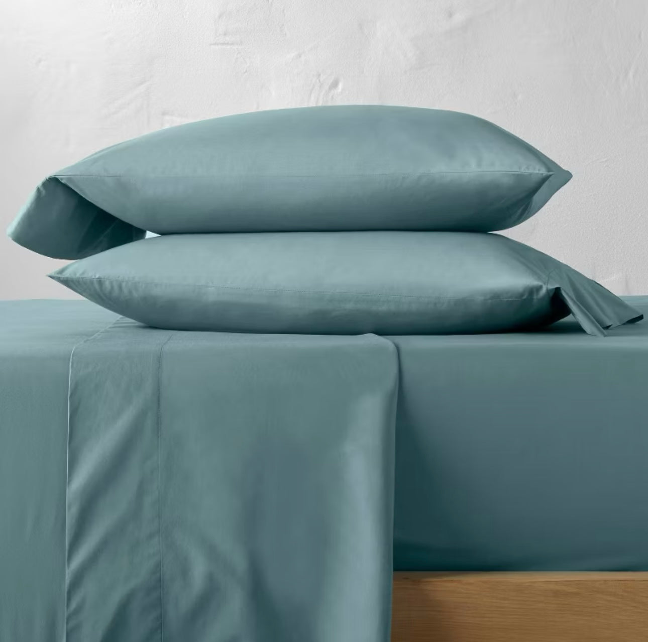 QUEEN Set de Sábanas Lisas de Percal Supima Lavado 100% Algodón 250 Hilos | CASALUNA™ ¡𝘚𝘰𝘭𝘰 𝘲𝘶𝘦𝘥𝘢 1!