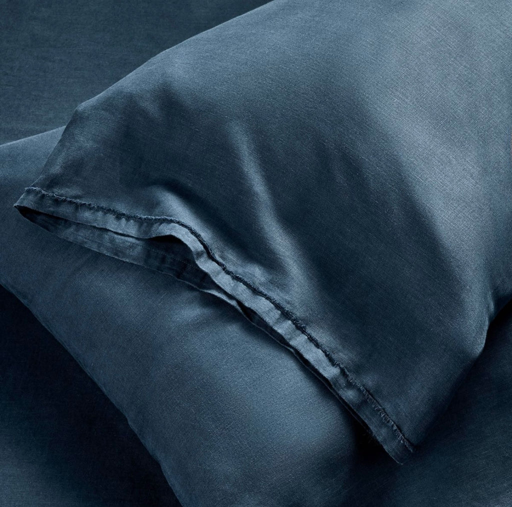 QUEEN Set de Sábanas 100% Lino | Dark Mineral Blue | CASALUNA™
