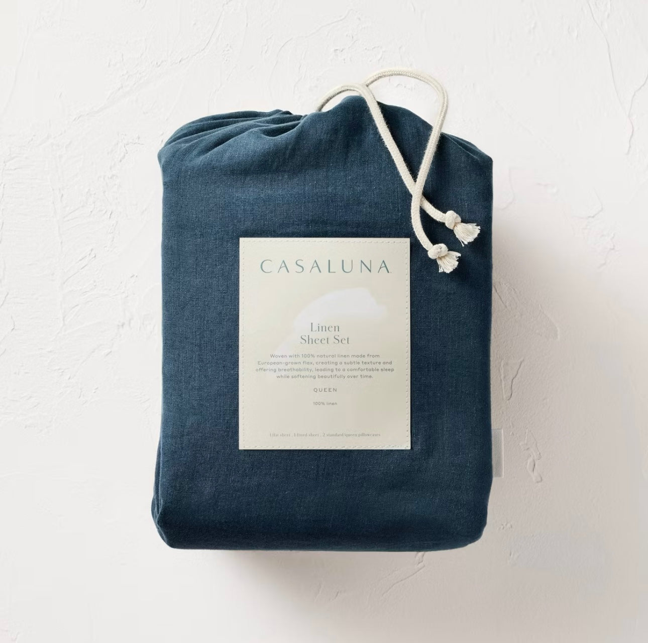 QUEEN Set de Sábanas 100% Lino | Dark Mineral Blue | CASALUNA™