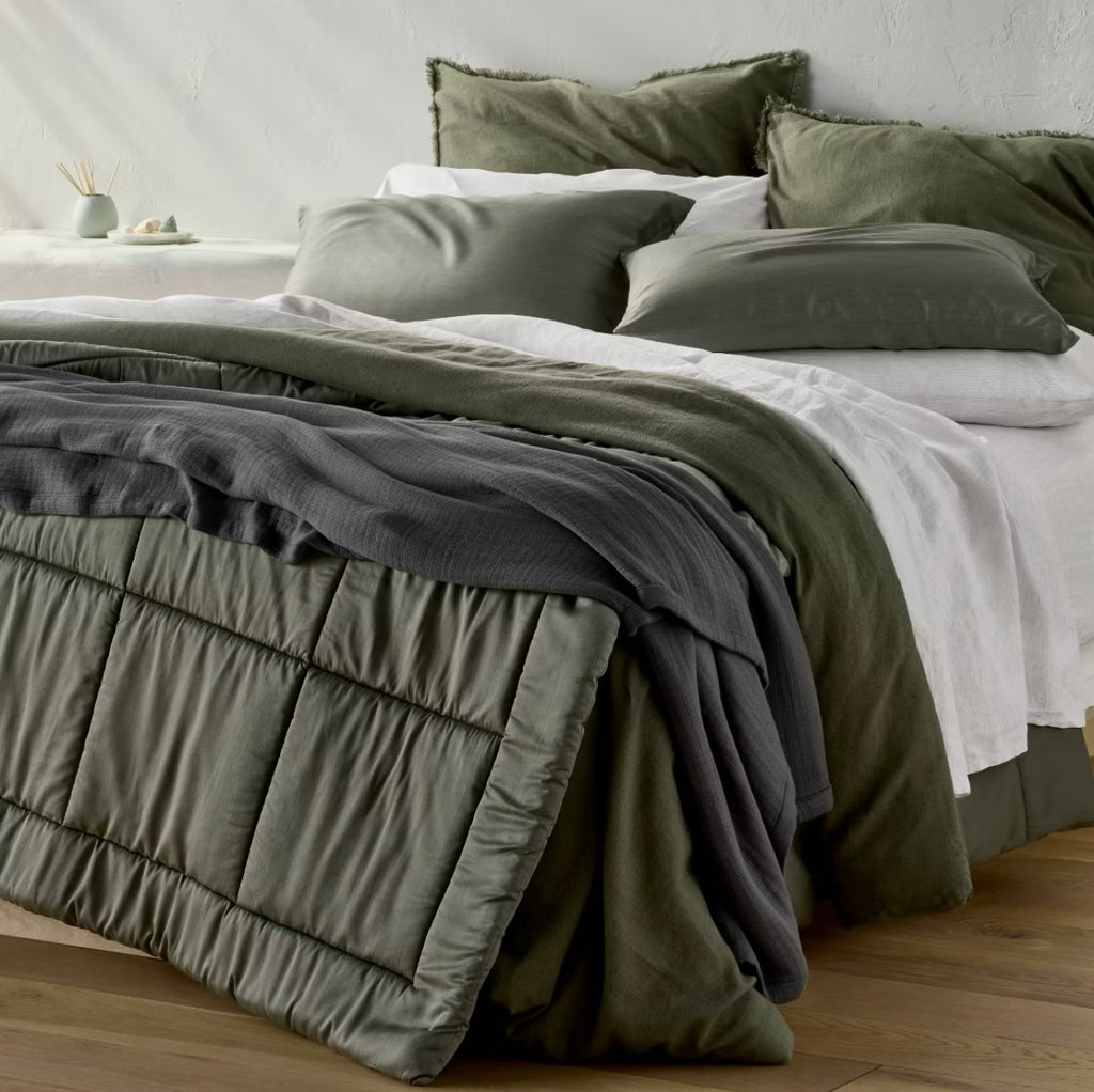 QUEEN Set de Sábanas 100% Lino | Dark Gray Micro Stripe | CASALUNA™