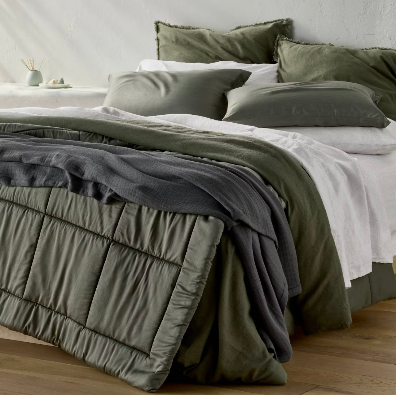 QUEEN Set de Sábanas 100% Lino | Dark Gray Micro Stripe | CASALUNA™