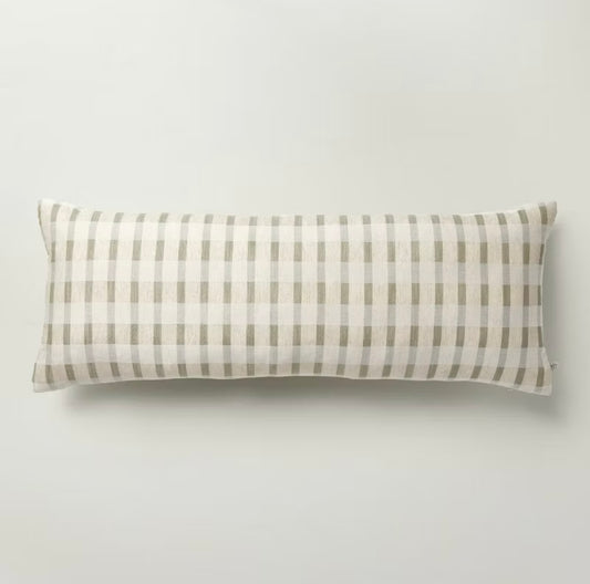Almohada Lumbar de Rayas en Capas | Verde Salvia & Crema Natural | HEARTH & HAND™