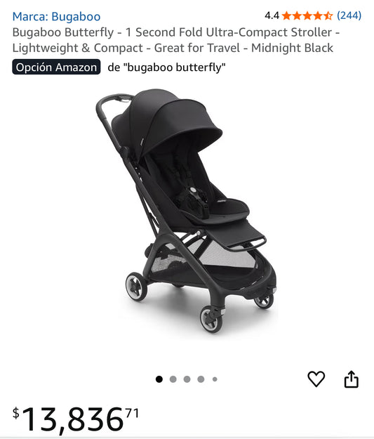 Bugaboo Butterfly | Carriola Ultra Compacta de Viaje | Midnight Black