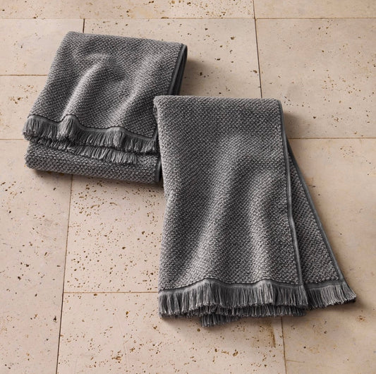 Set de 2 Toallas de Mano Texturizadas | Tono Gris | 100% Algodón Orgánico | CASALUNA™