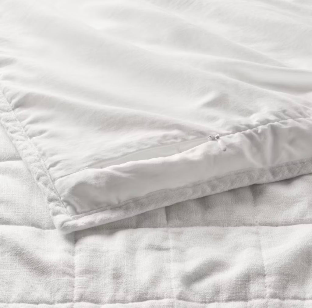 KING Fundas de Almohada Acolchadas | Mezcla de Lino Blanco | CASALUNA™