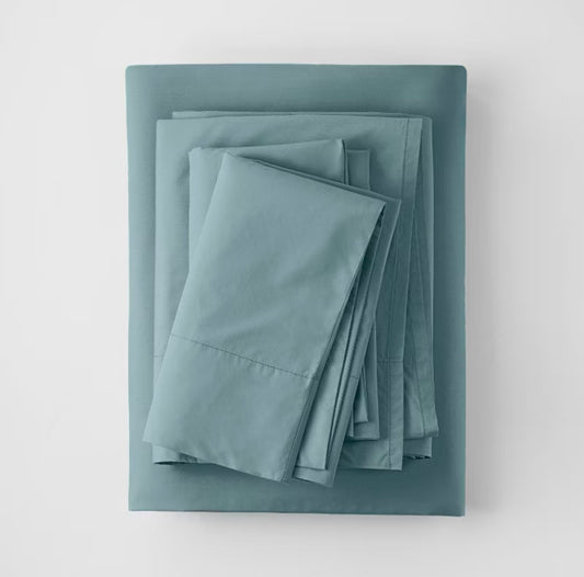 QUEEN Set de Sábanas Lisas de Percal Supima Lavado 100% Algodón 250 Hilos | CASALUNA™ ¡𝘚𝘰𝘭𝘰 𝘲𝘶𝘦𝘥𝘢 1!