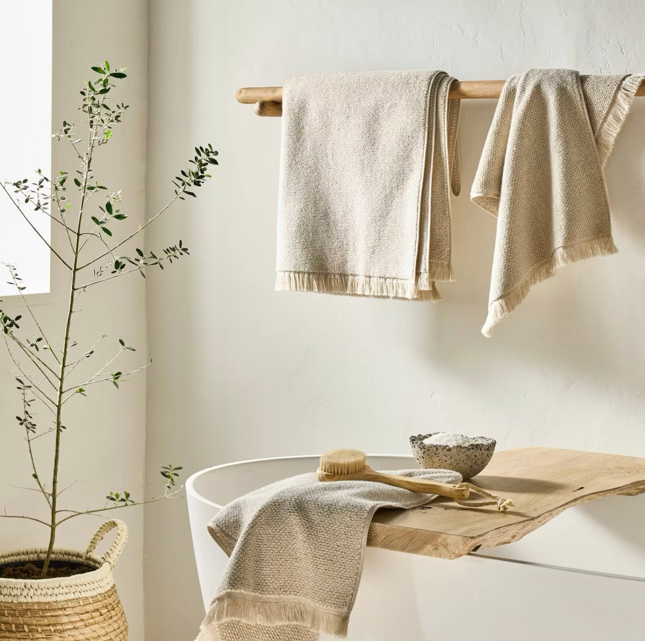 Set de 2 Toallas de Mano Texturizadas | Tono Natural | 100% Algodón Orgánico | CASALUNA™