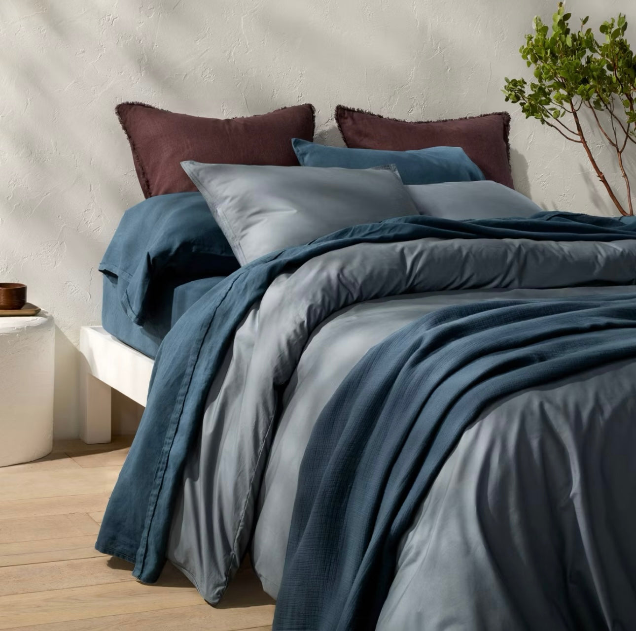 QUEEN Set de Sábanas 100% Lino | Dark Mineral Blue | CASALUNA™