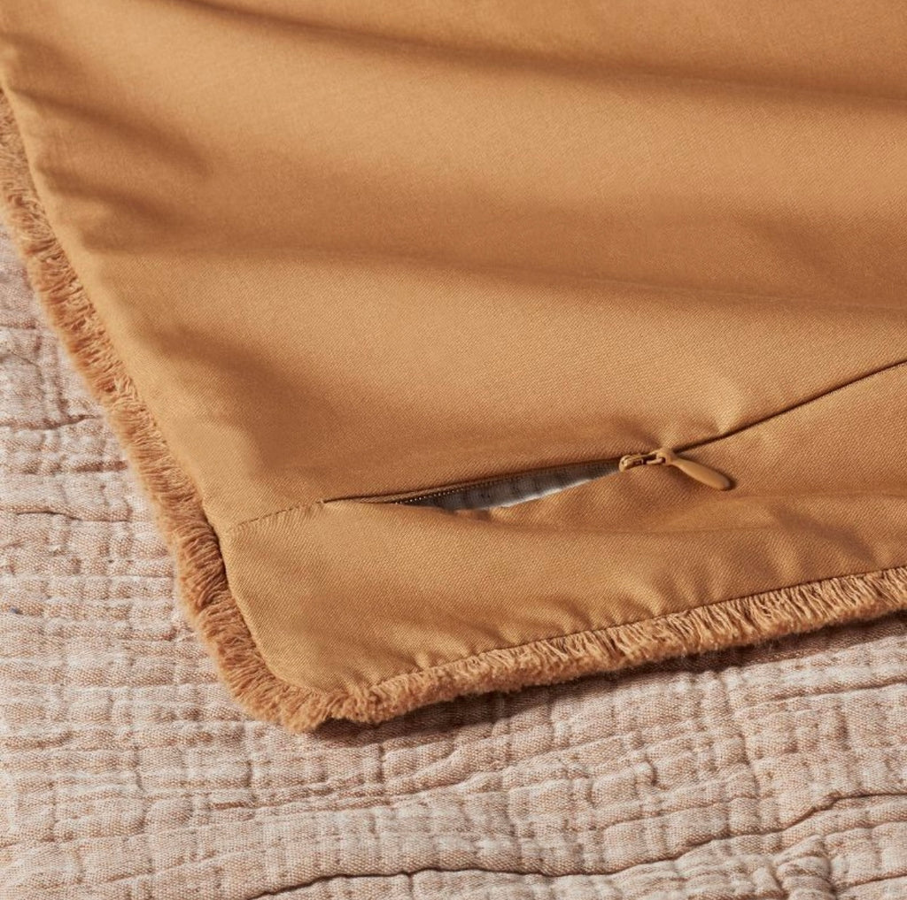 JUEGO DE 2 FUNDAS DE ALMOHADA DE ALGODÓN CHAMBRAY TEXTURIZADA MARRÓN CÁLIDO CASALUNA™