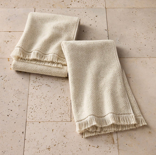 Set de 2 Toallas de Mano Texturizadas | Tono Natural | 100% Algodón Orgánico | CASALUNA™