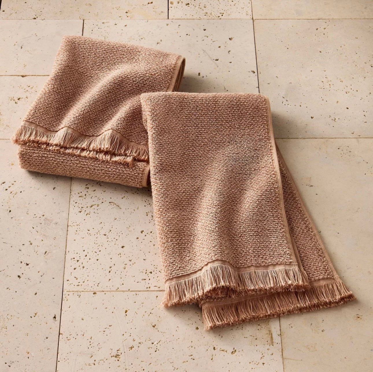 Set de 2 Toallas de Mano Texturizadas | Tono Arcilla | 100% Algodón Orgánico | CASALUNA™