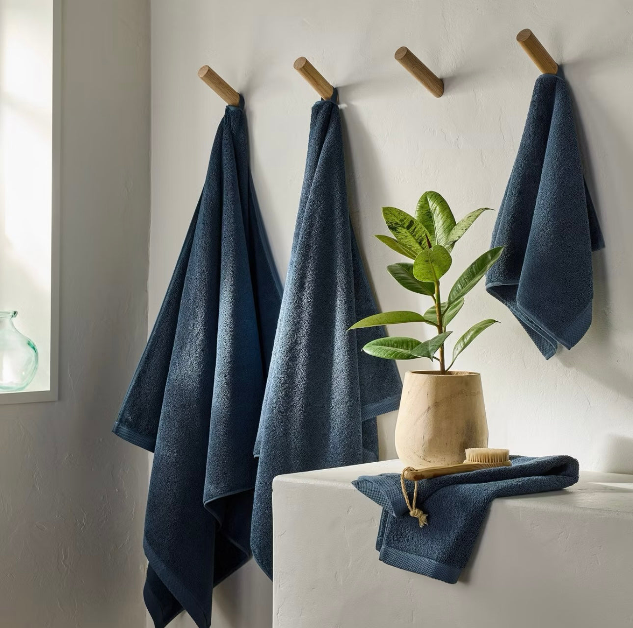 Set de 2 Toallas de Mano Orgánicas Tono Dark Mineral Blue | 100% Algodón | CASALUNA™