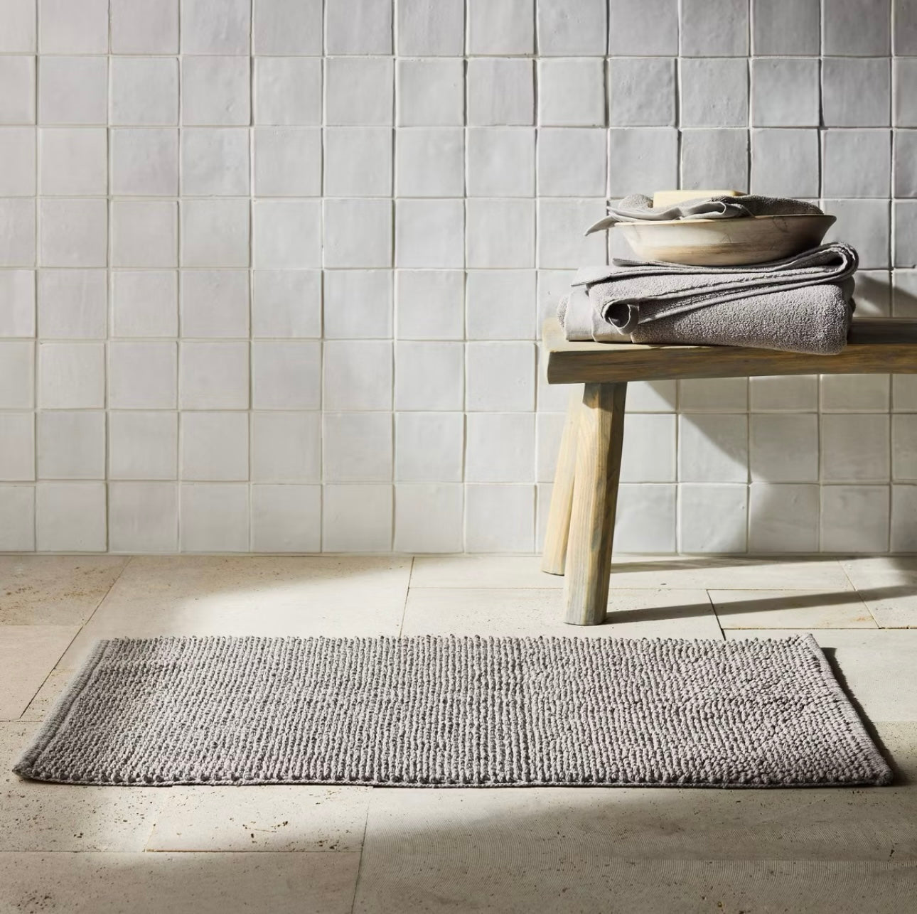 Alfombra de Baño Texturizada Gris | 100% Algodón | CASALUNA™
