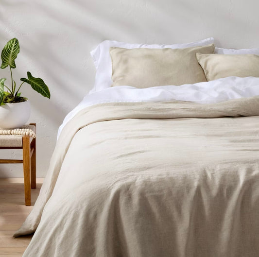 DUVET COVER + Fundas de Almohada | 100% Lino Europeo | CASALUNA™ Ideal para camas Matrimonial y Queen