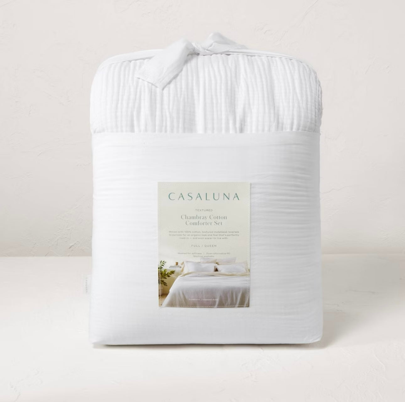 Juego de Edredón Chambray Texturizado | CASALUNA™ Ideal para camas Matrimonial y Queen