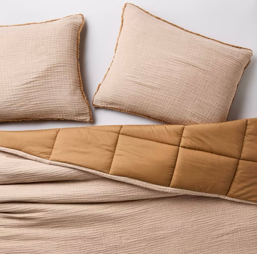 JUEGO DE 2 FUNDAS DE ALMOHADA DE ALGODÓN CHAMBRAY TEXTURIZADA MARRÓN CÁLIDO CASALUNA™
