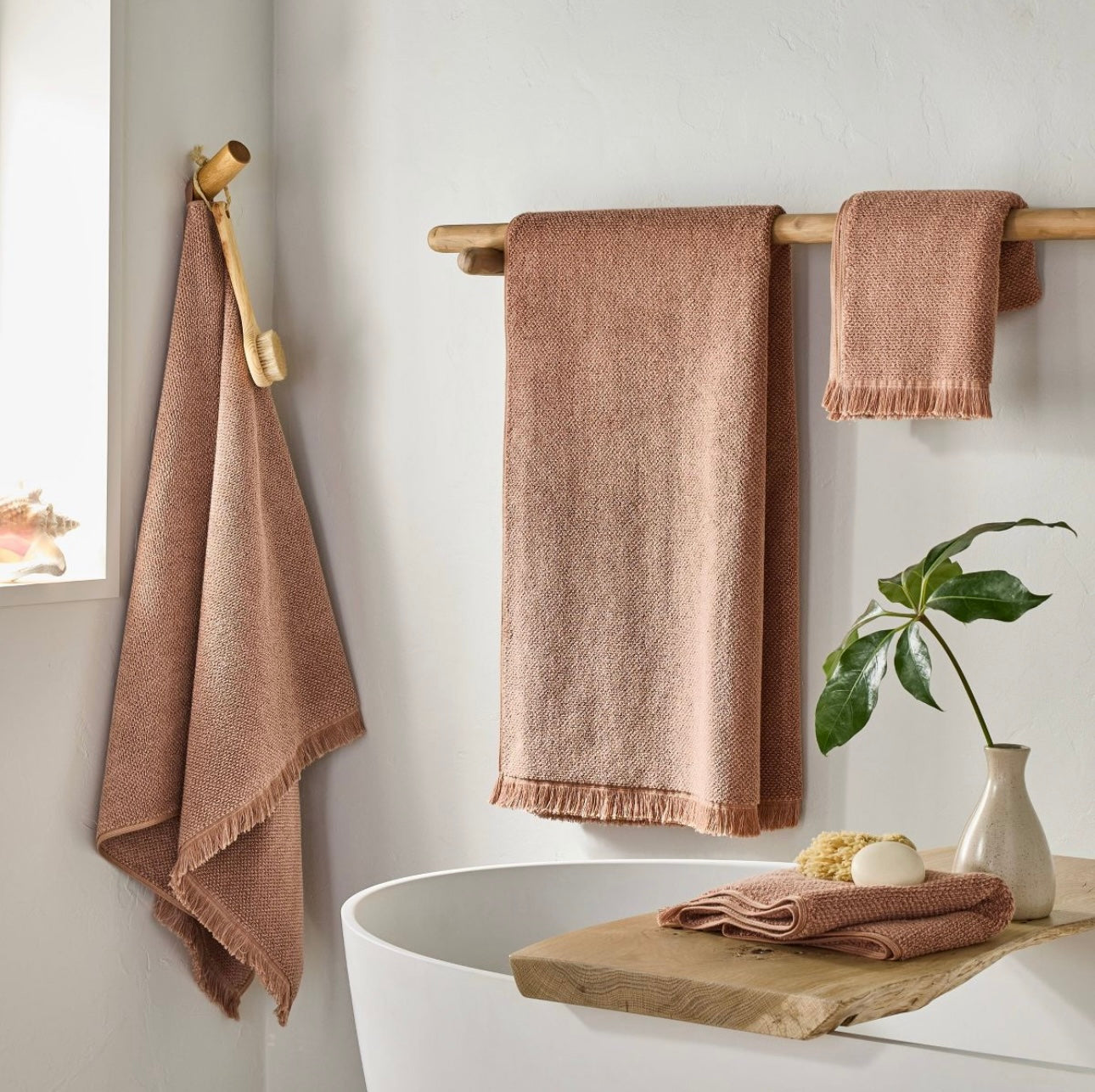 Set de 2 Toallas de Mano Texturizadas | Tono Arcilla | 100% Algodón Orgánico | CASALUNA™