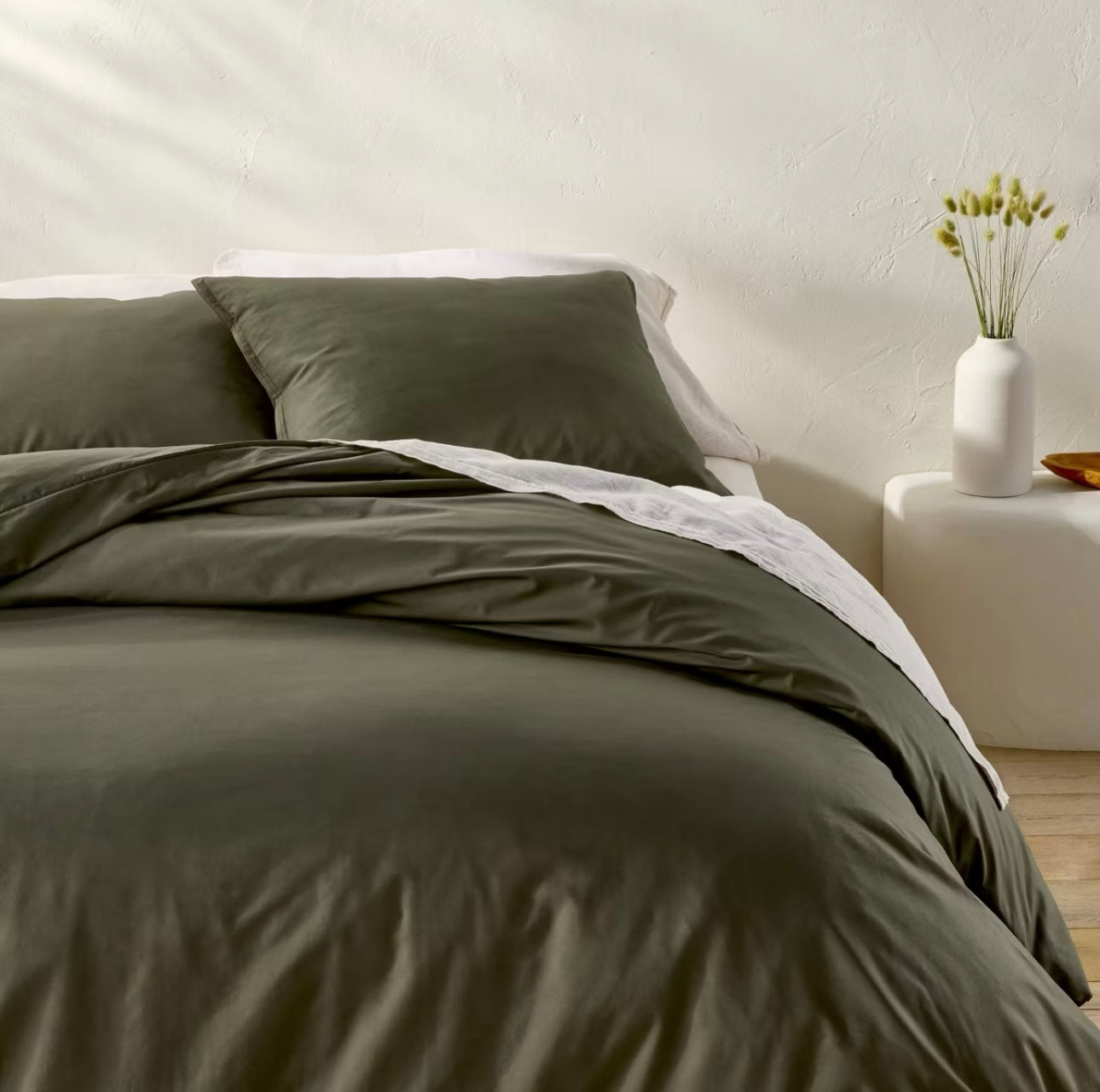 Set de Duvet Cover 3 Piezas Percale 100% Algodón | Verde Oliva | CASALUNA™
