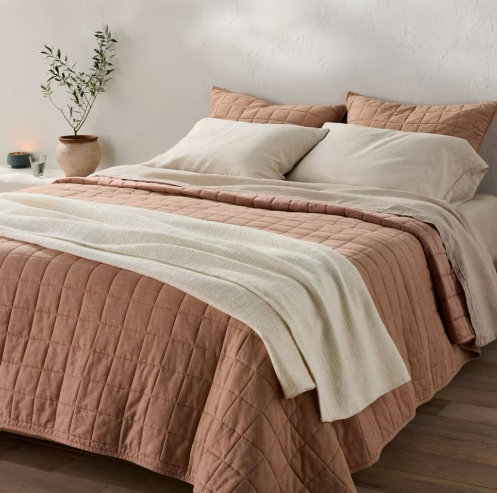 KING Fundas de Almohada Acolchadas | Mezcla de Lino | CASALUNA™