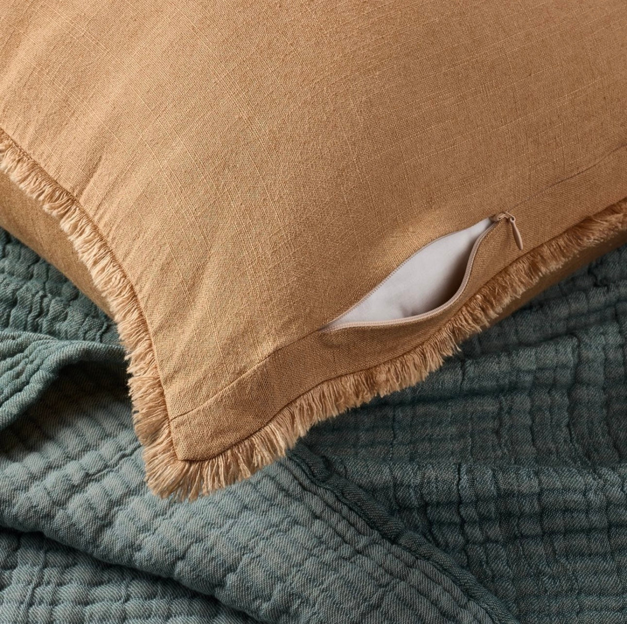 Cojínes Decorativos Europeos | Mezcla de Lino Pesado con Flecos | 65 x 65 cm | CASALUNA™