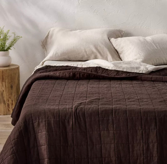 Colcha en Mezcla de Lino CASALUNA™ Ideal para camas Matrimonial y Queen
