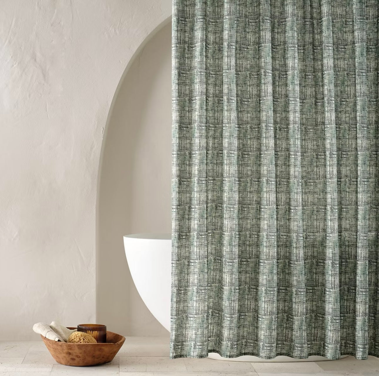 Cortina de ducha de lino fresco lavado - Casaluna™