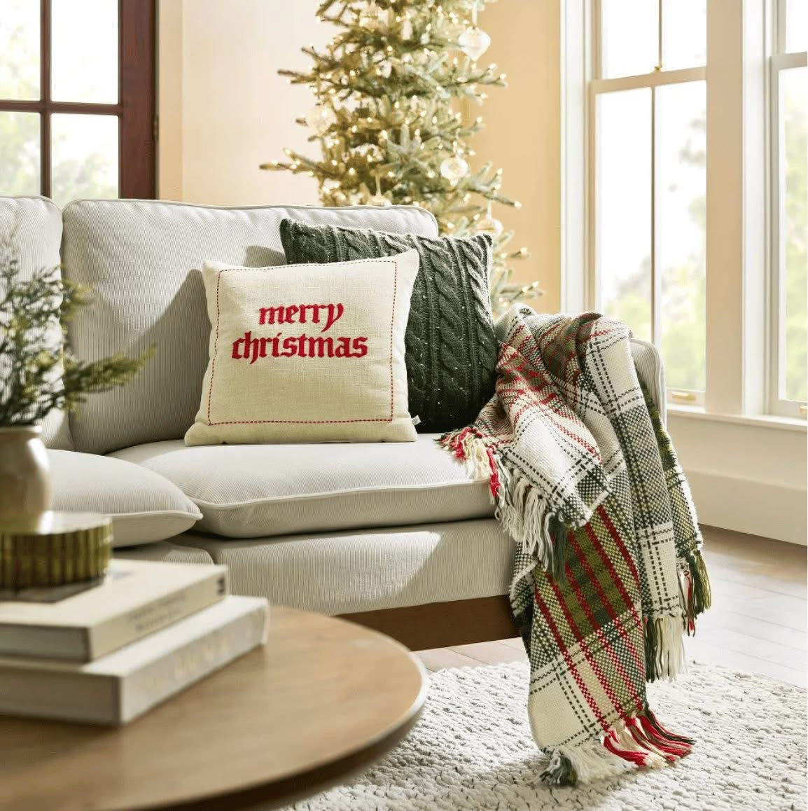 Cojín Decorativo Merry Christmas | Mezcla de Lino y Algodón | HEARTH & HAND™