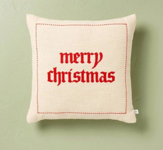 Cojín Decorativo Merry Christmas | Mezcla de Lino y Algodón | HEARTH & HAND™